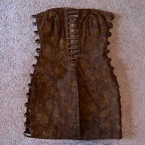 Brown leather Mini Dress